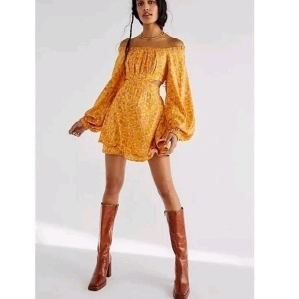 Free People Jael Bohemian Printed Cut Out Mini Dress MED Floral